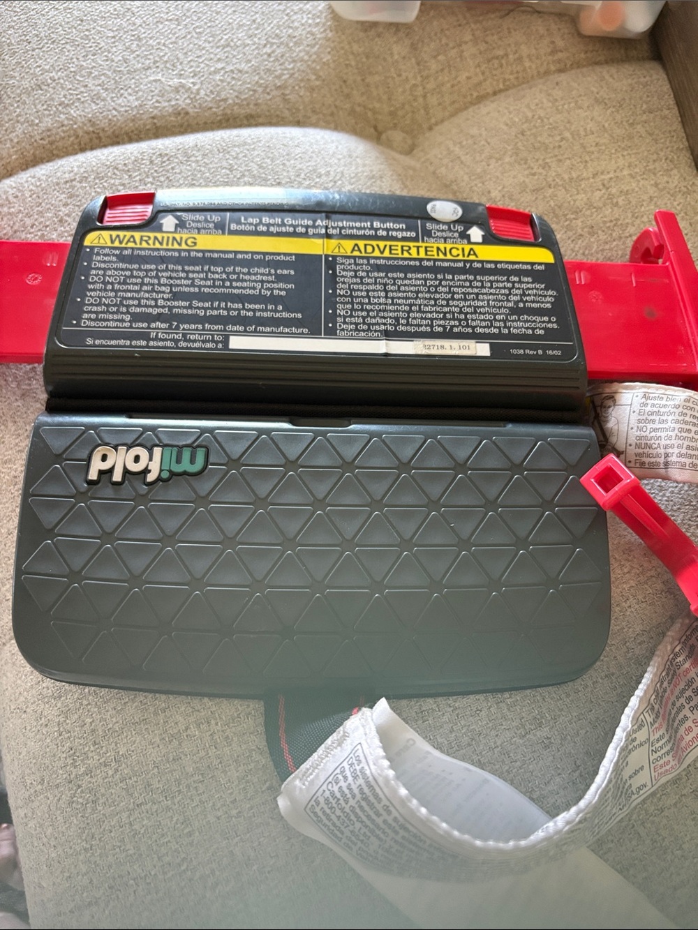 MiFold Booster Seat Compact Travel Booster in Black and Red - Picture 2 of 14
